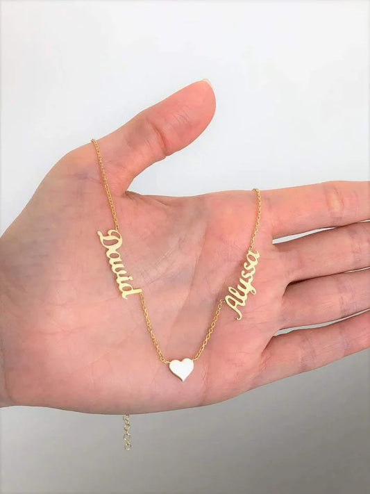 Couple Two Name Heart Name Pendant