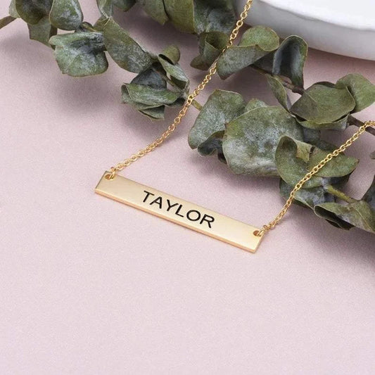 Engraved Bar Horizontal Name Pendant