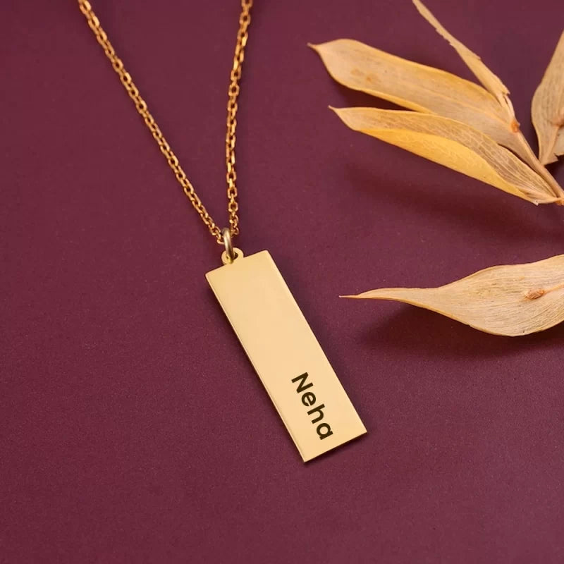 Engraved Vertical Name Necklace